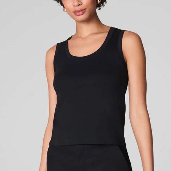 Spanx Scoop Neck Basic Tank Classic Black Large New With Tags - Picture 1 of 8